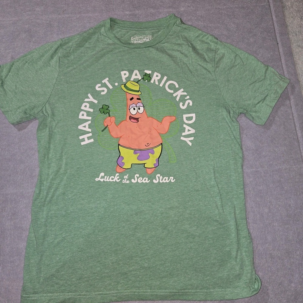 St Patricks Day Sponge Bob Square Pants Patrick Green T Shirt Mens L 42-44
